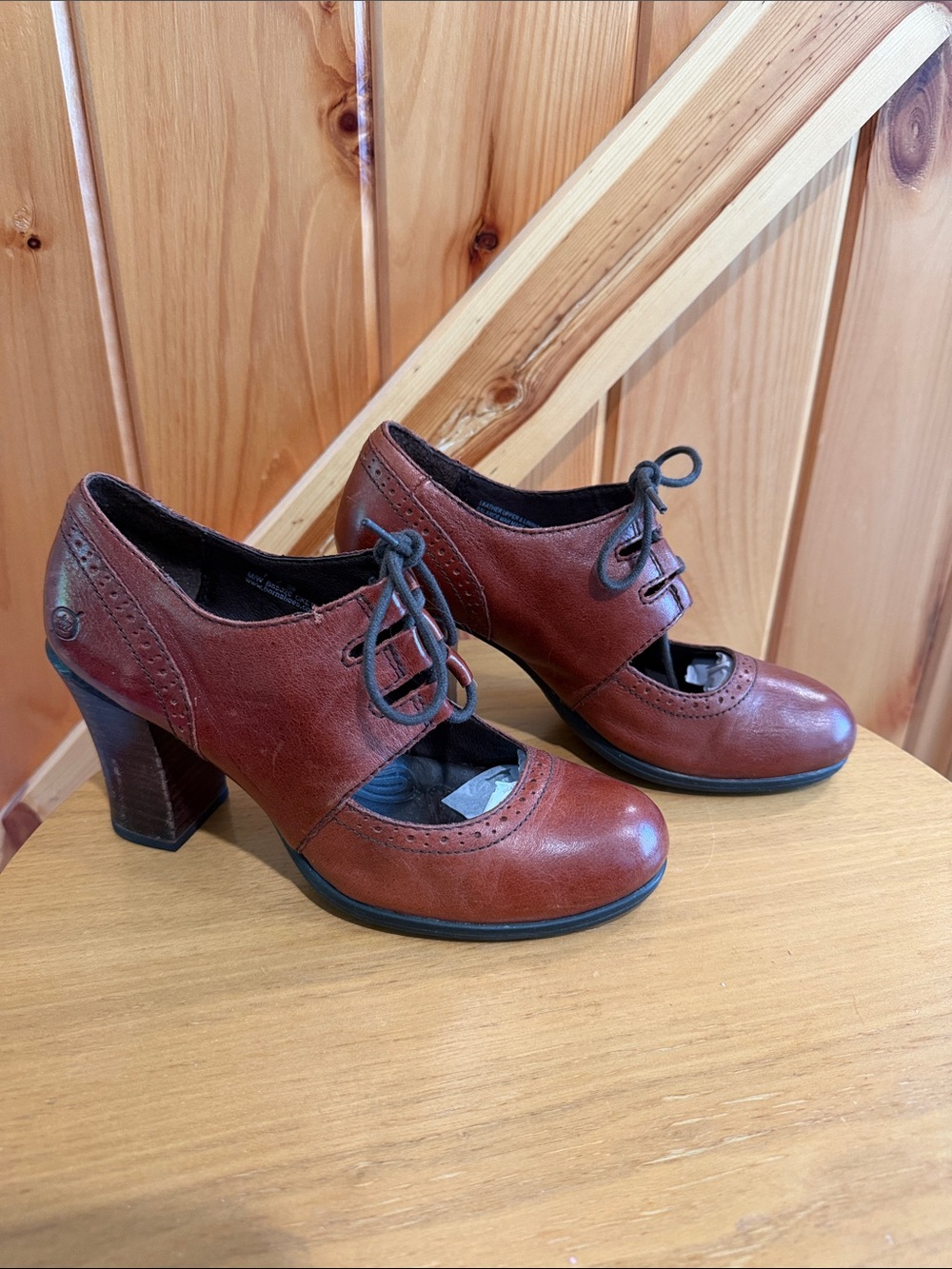 Born Women's Lace-Up Cutout Heels in Rustic Brown